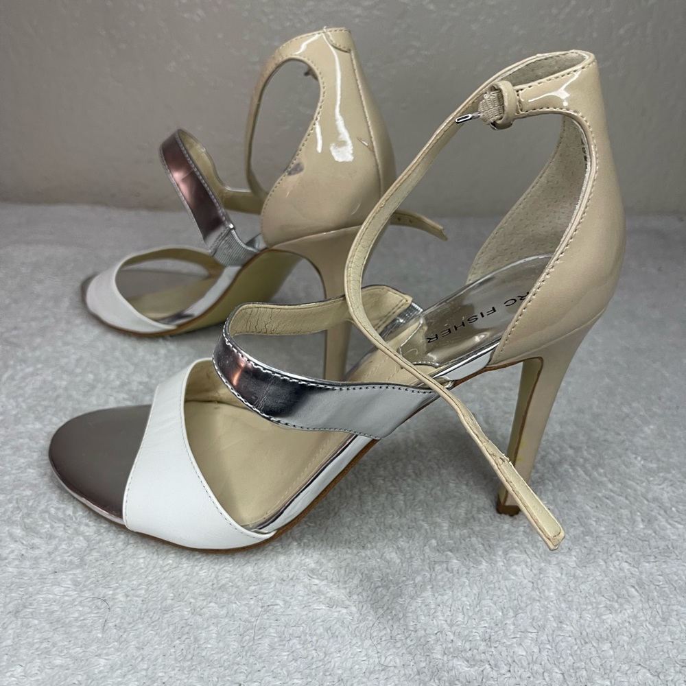 Marc Fisher Cream and Silver Stiletto Heels